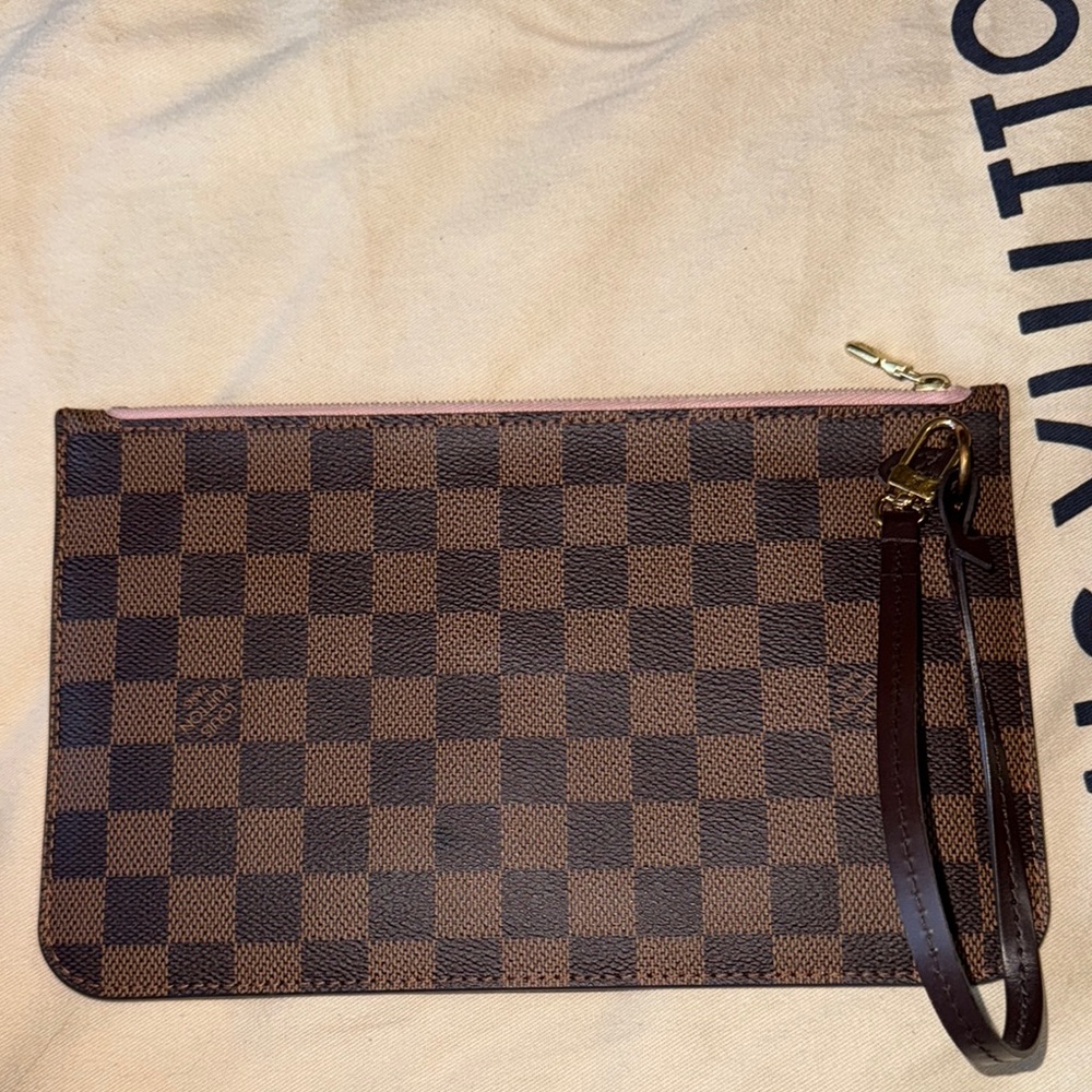 Louis Vuitton Brown and Tan Checkered Pouch